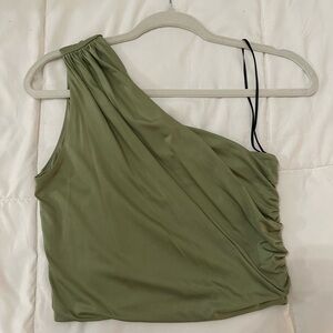 Olive Green One-Shoulder Top